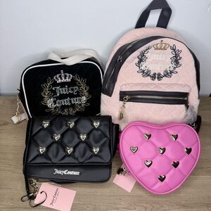 Juicy Couture Purse Bag Backpack Bundle Pink Black Brown
